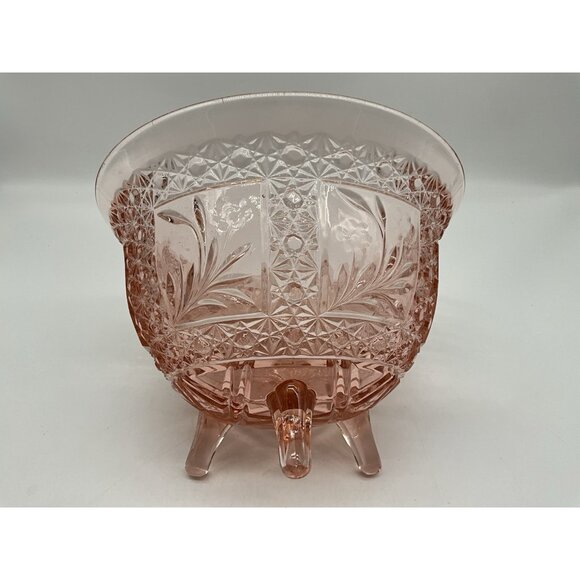 McKee Snappy Vintage Innovation Line Pink PresCut Floral Flared Footed Bowl MCM - Picture 15 of 16